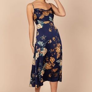 Petal and Pup ALEJANDRA COWL NECK MIDI DRESS - NAVY